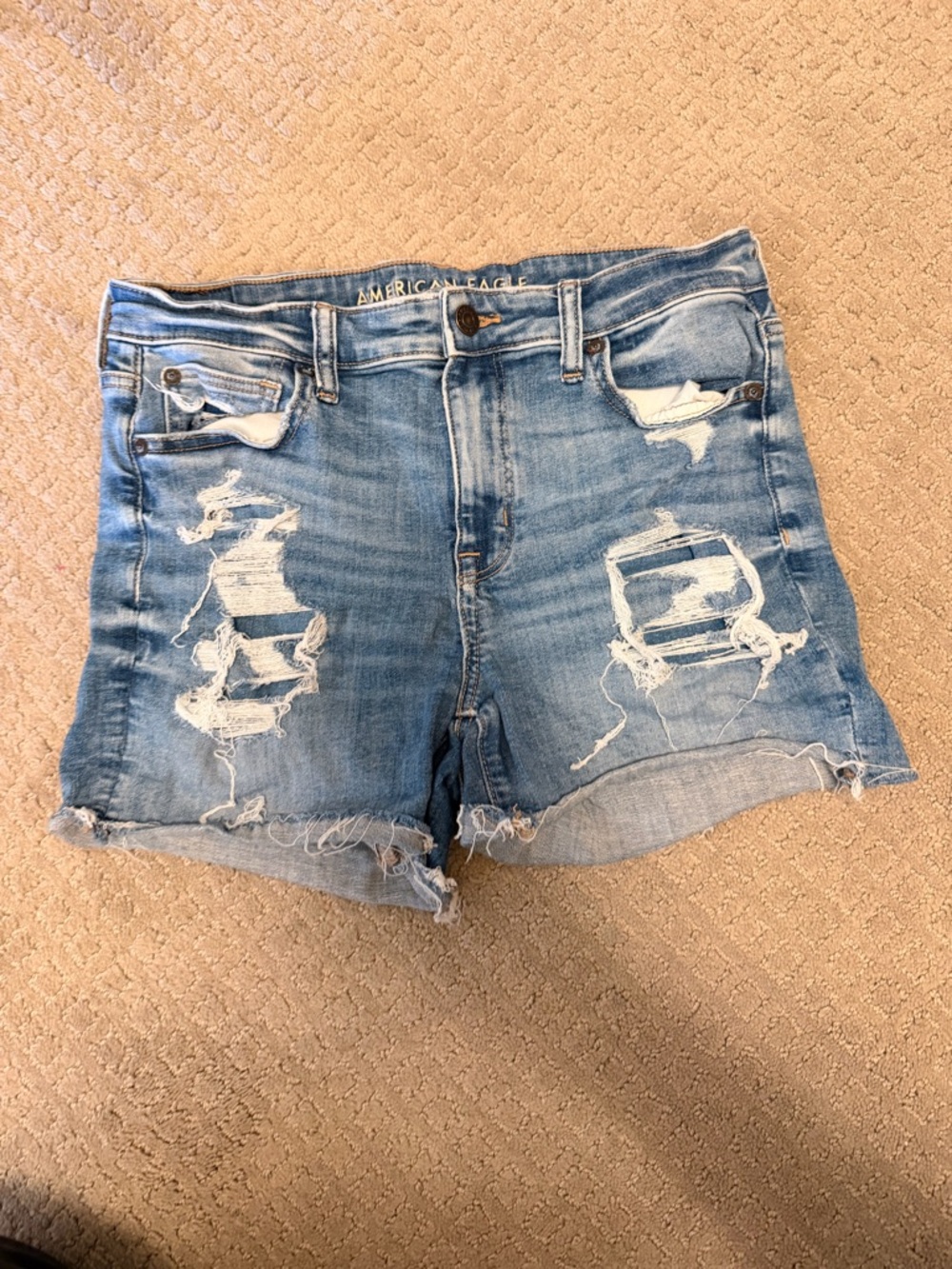 American Eagle Outfitters Light Blue Distressed Denim Shorts